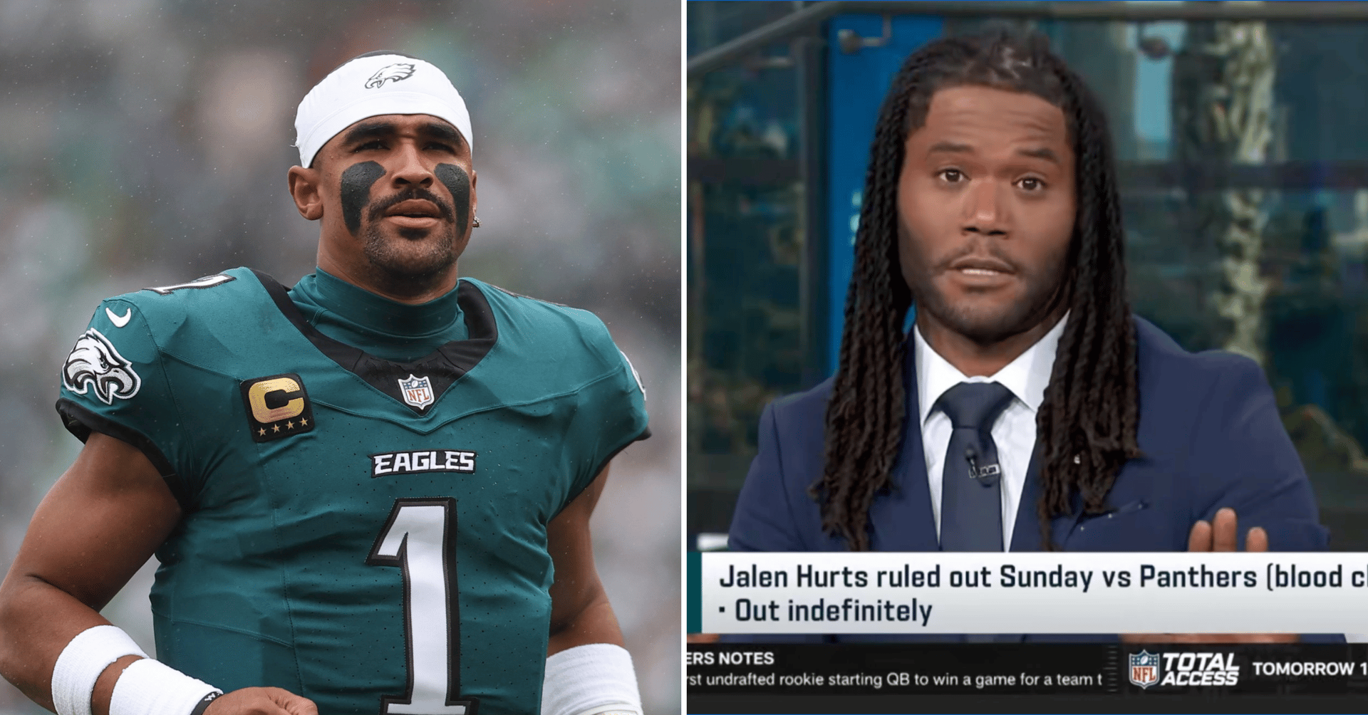 Michael Robinson se disculpa tras sugerir que Jalen Hurts fingía su lesión